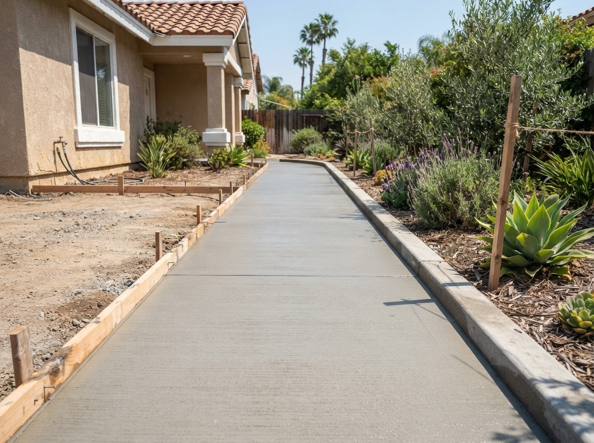 Concrete sidewalk and walkway installation in Banning California
