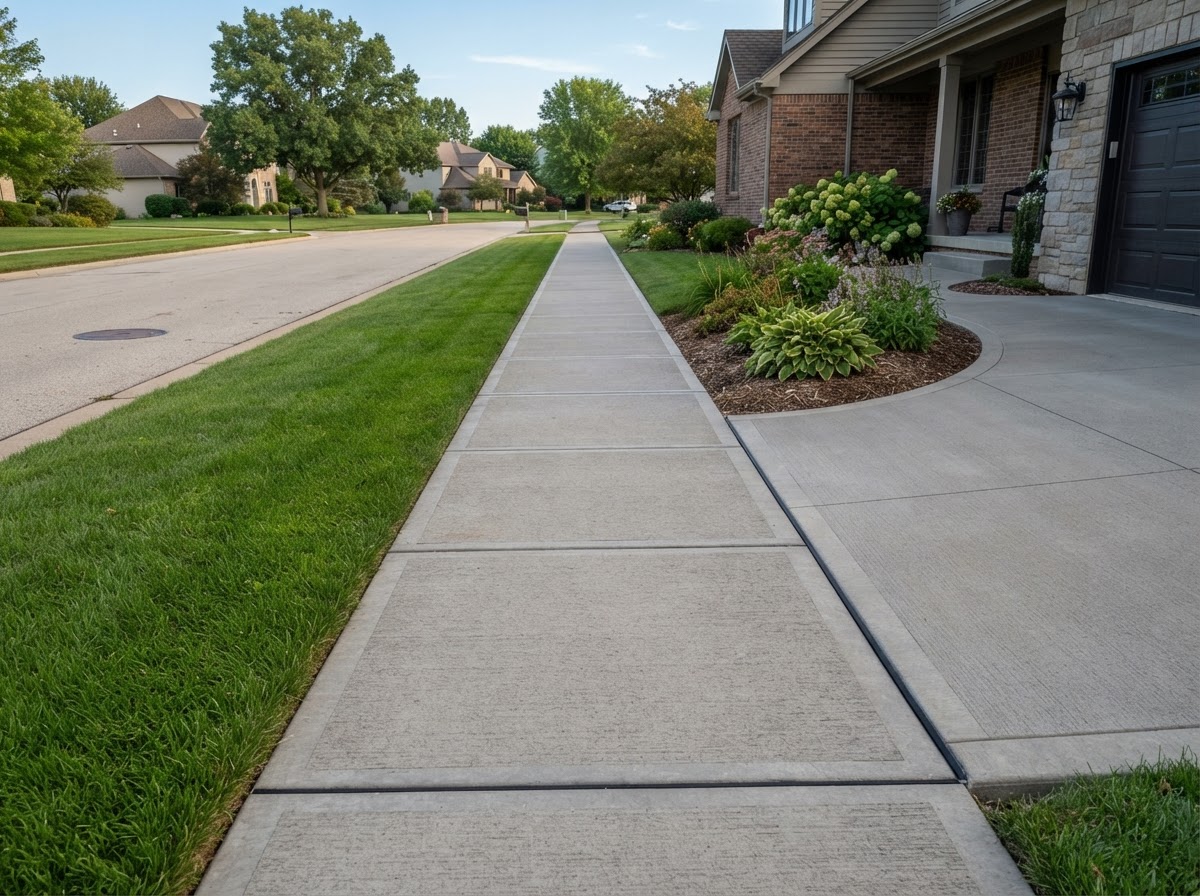 Concrete sidewalk and walkway installation