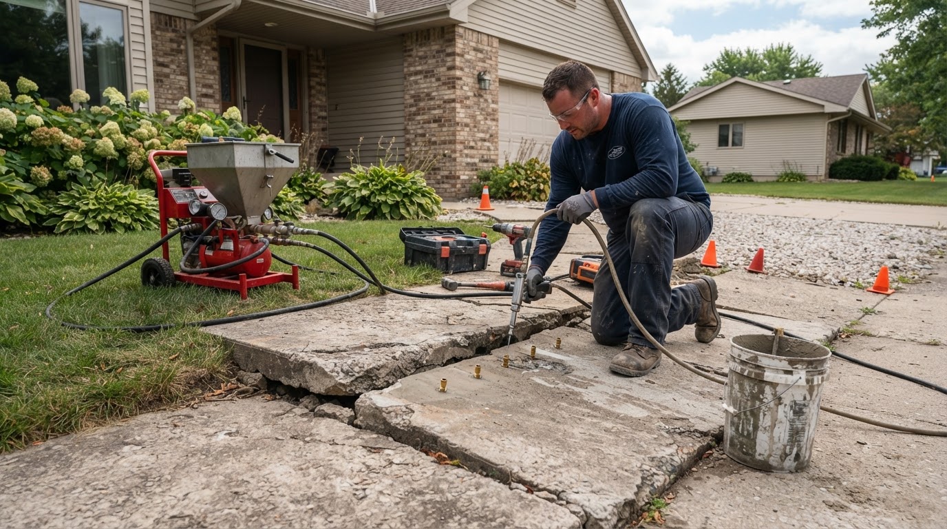 Concrete repair and leveling for an uneven walkway