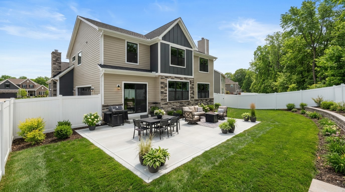 Newer south-side Hobart style suburban concrete patio installation