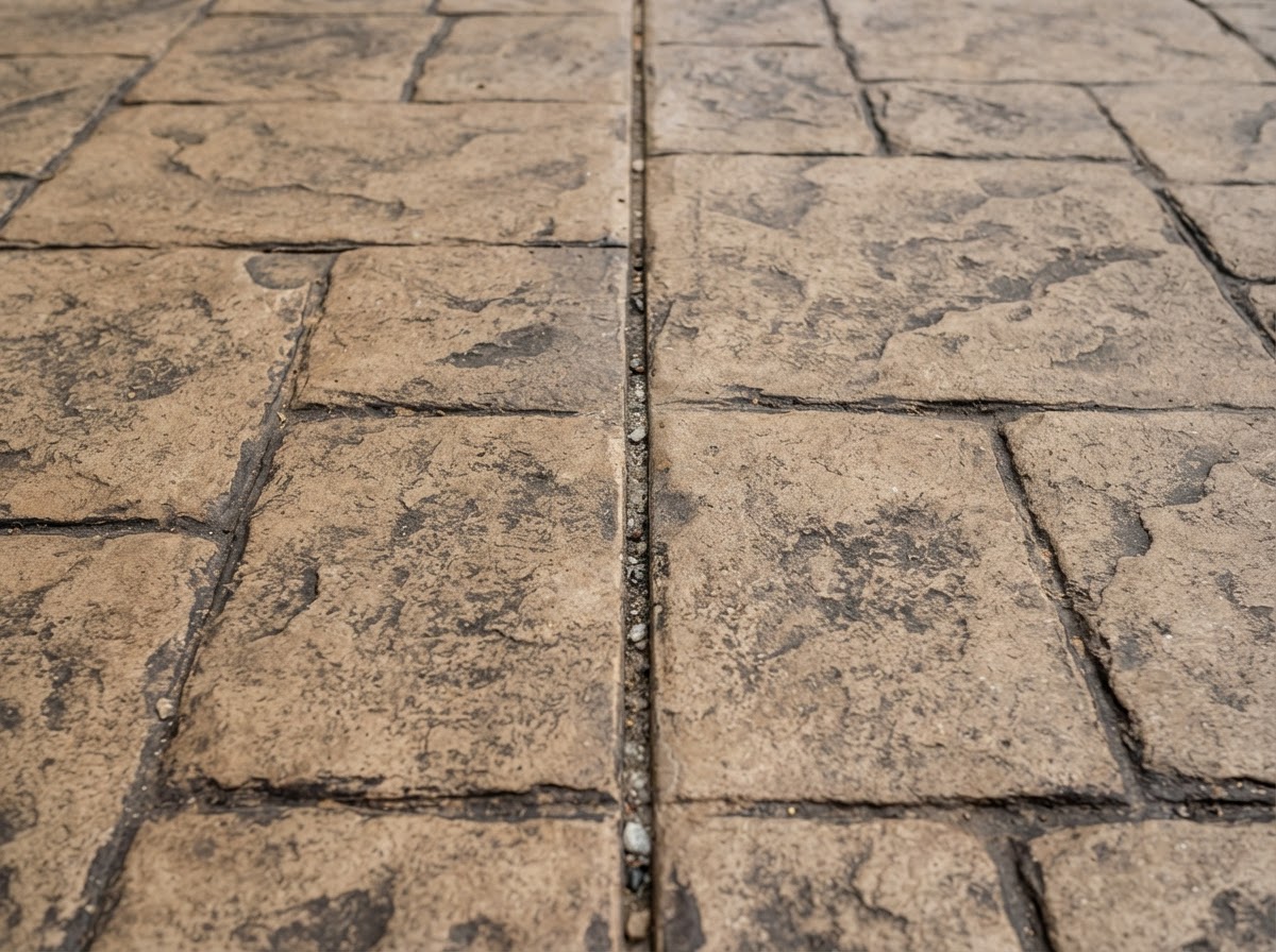 Stamped concrete texture and joint detail in St. John