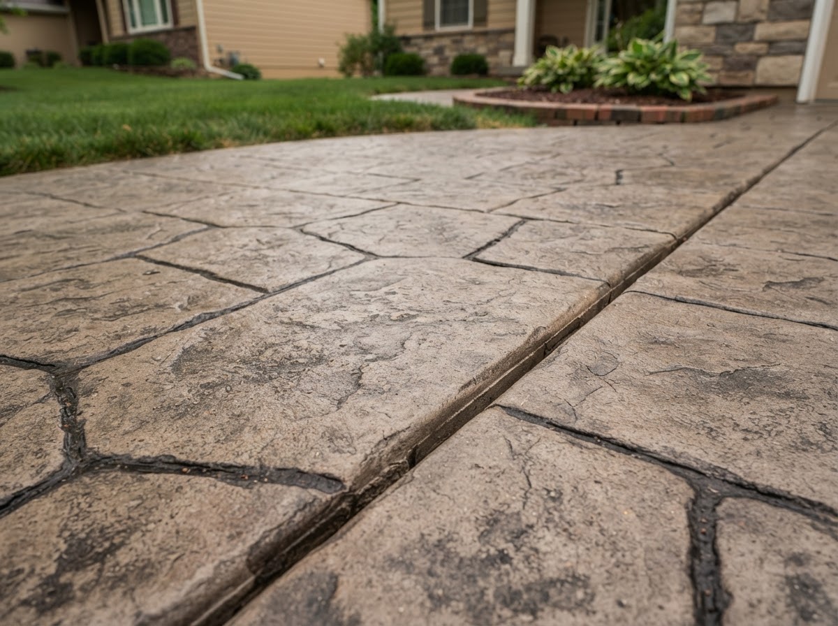 Stamped concrete texture and joint detail in Munster