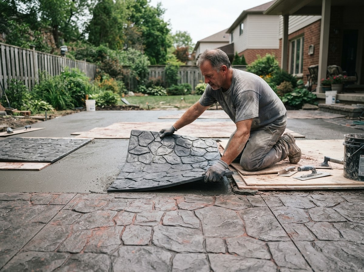 Professional stamped concrete texturing in Munster