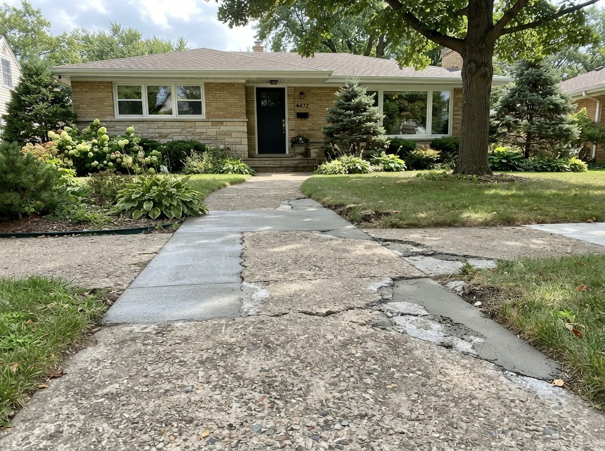 Finished concrete repair at a Highland home
