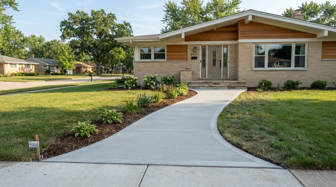 Concrete walkway replacement at a mid-century Highland style home