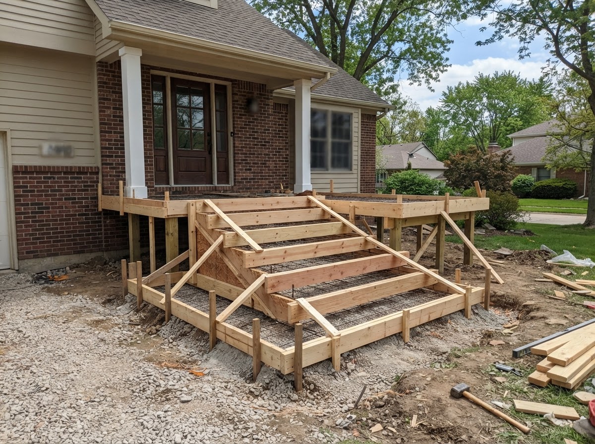 Concrete step and stoop formwork