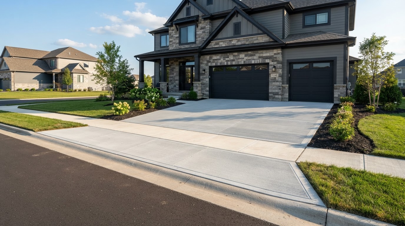 Concrete driveway service in newer Northwest Indiana neighborhoods
