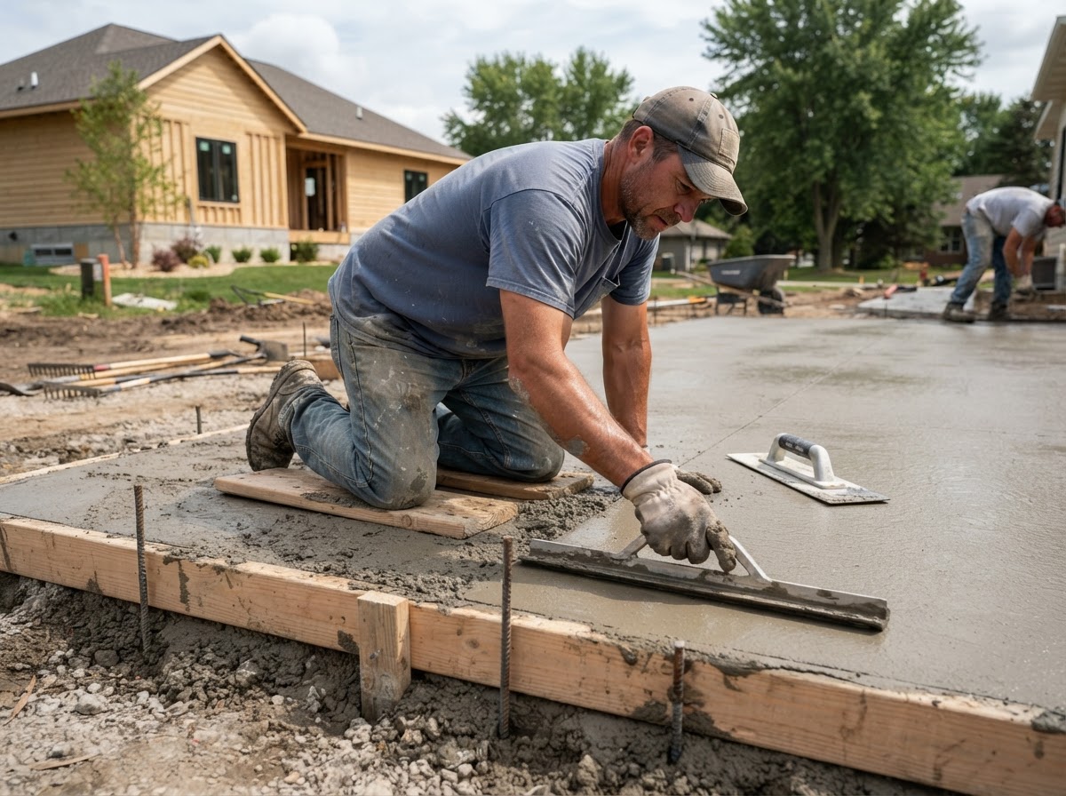 Professional concrete finishing on residential flatwork