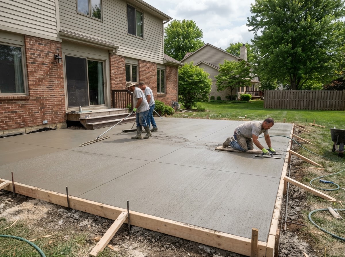 Concrete patio installation for a Northwest Indiana home