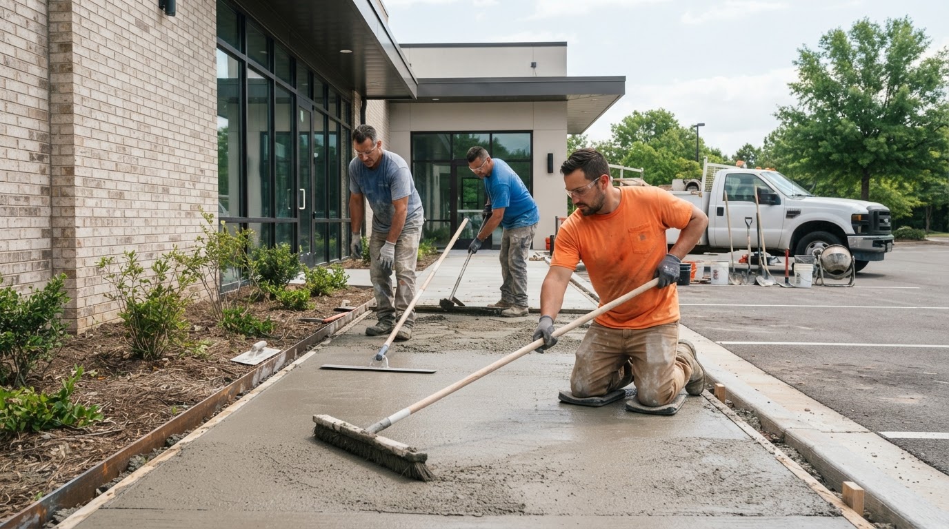 Commercial exterior concrete finishing
