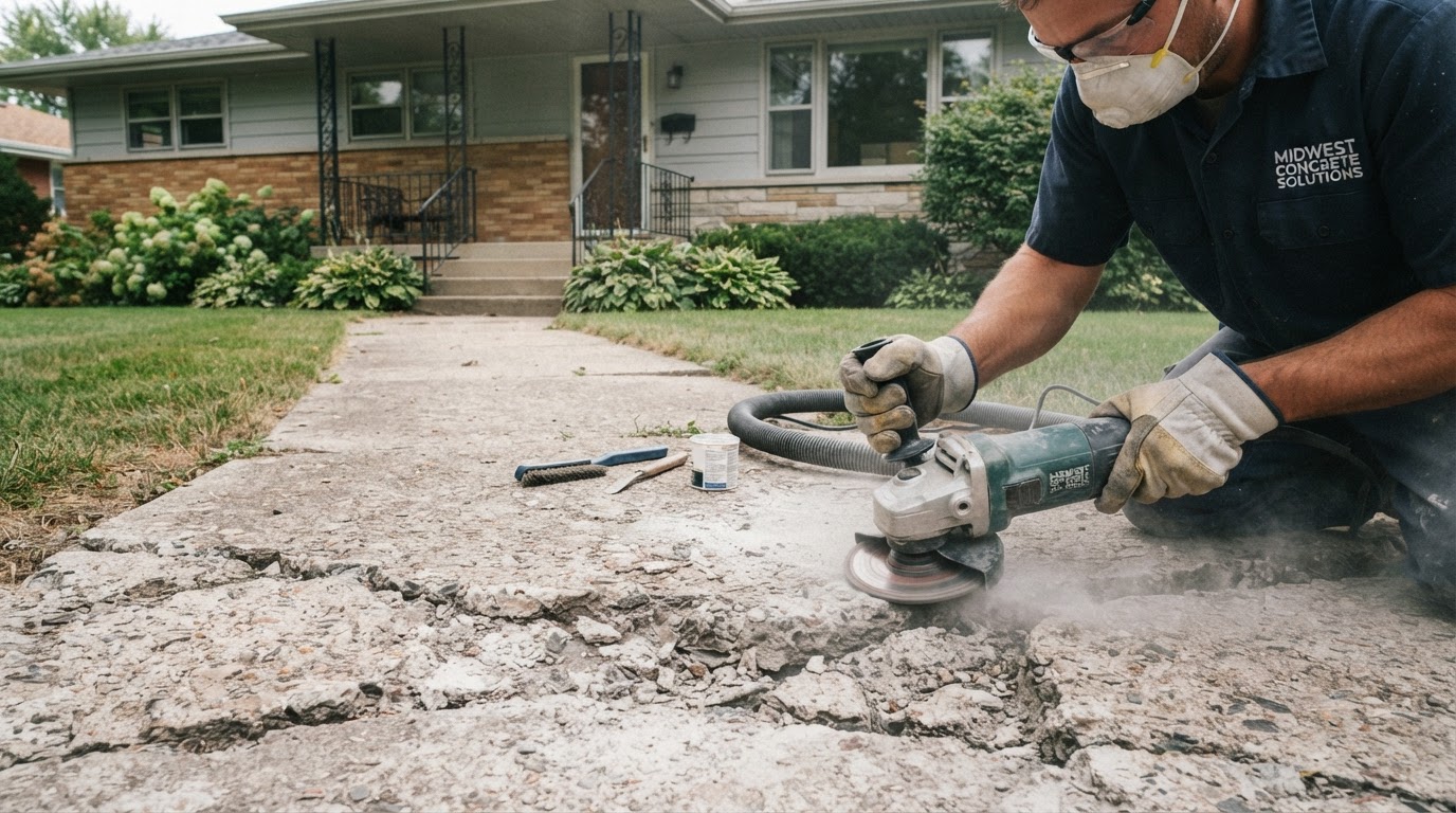 Concrete repair at an established Highland style home