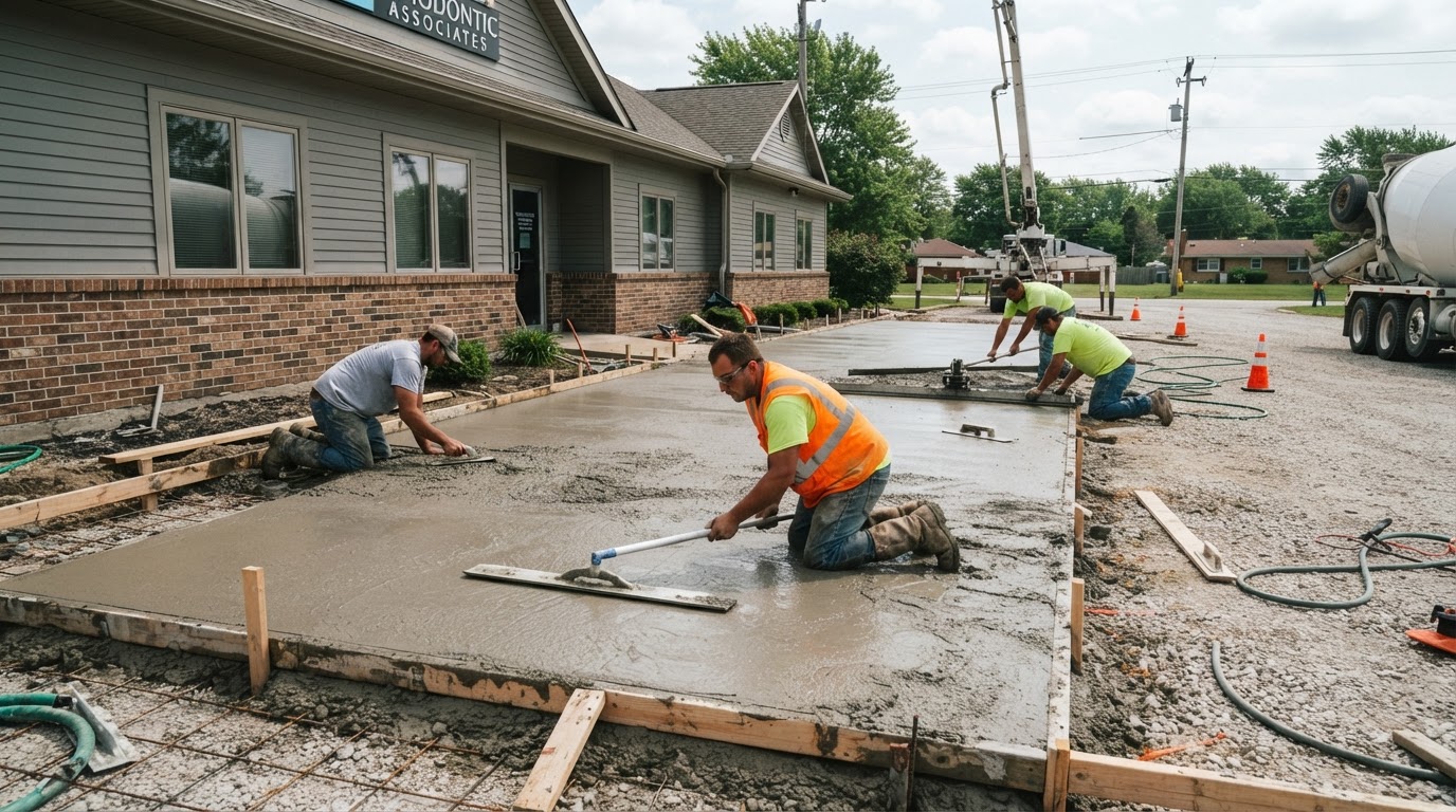 Commercial concrete flatwork installation
