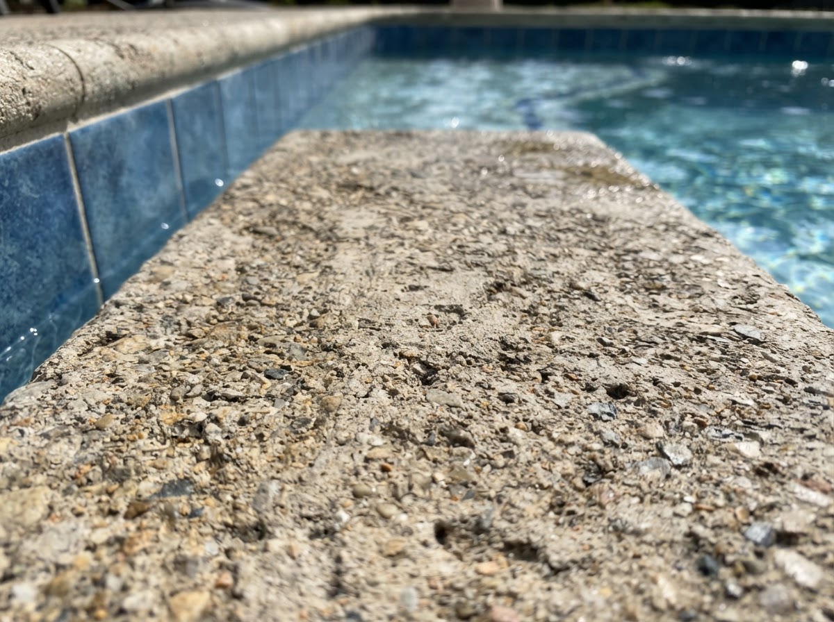 Decorative concrete pool deck surface