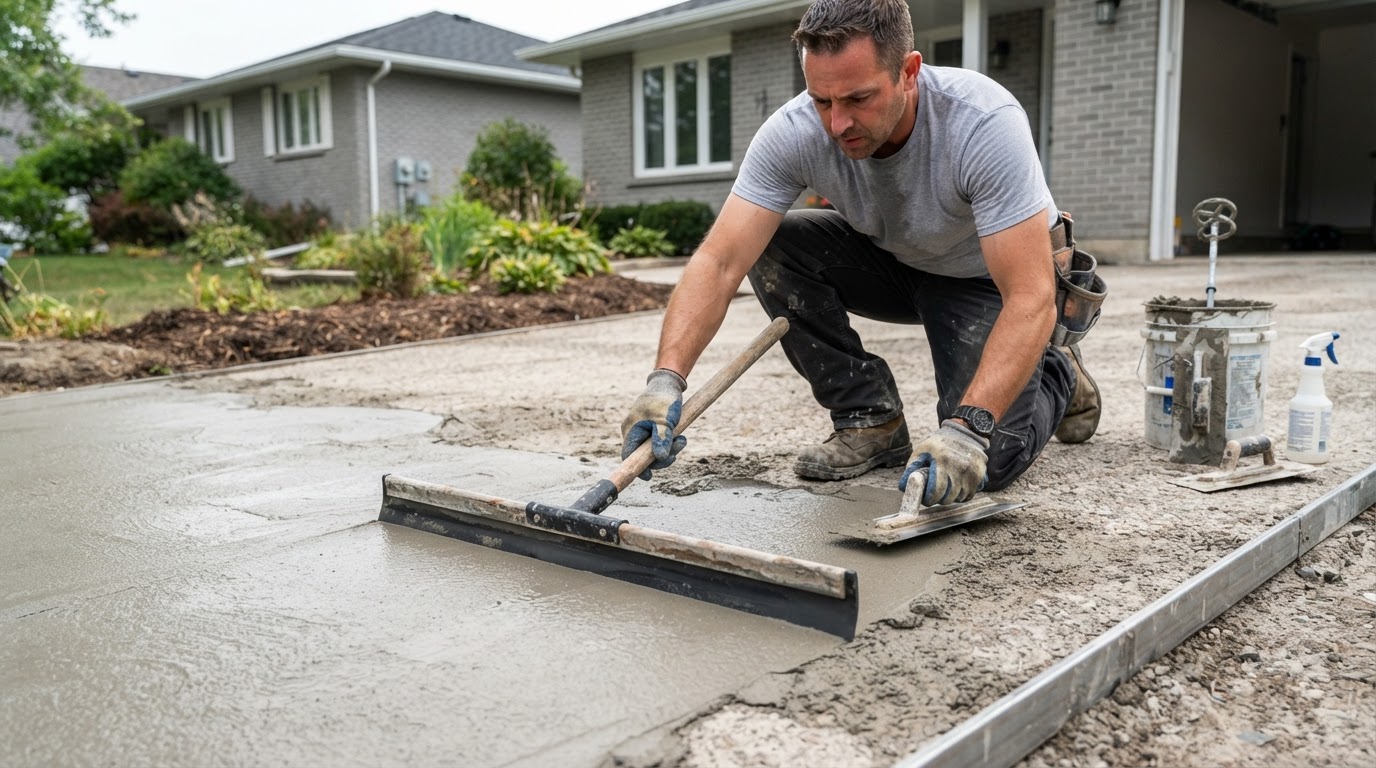 Concrete overlay installation during resurfacing