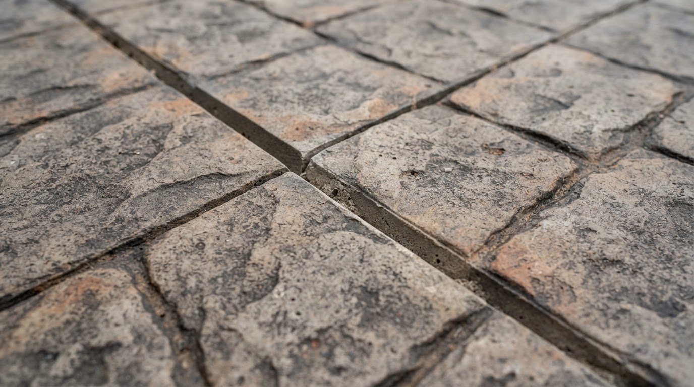 Stamped concrete texture and joint detail