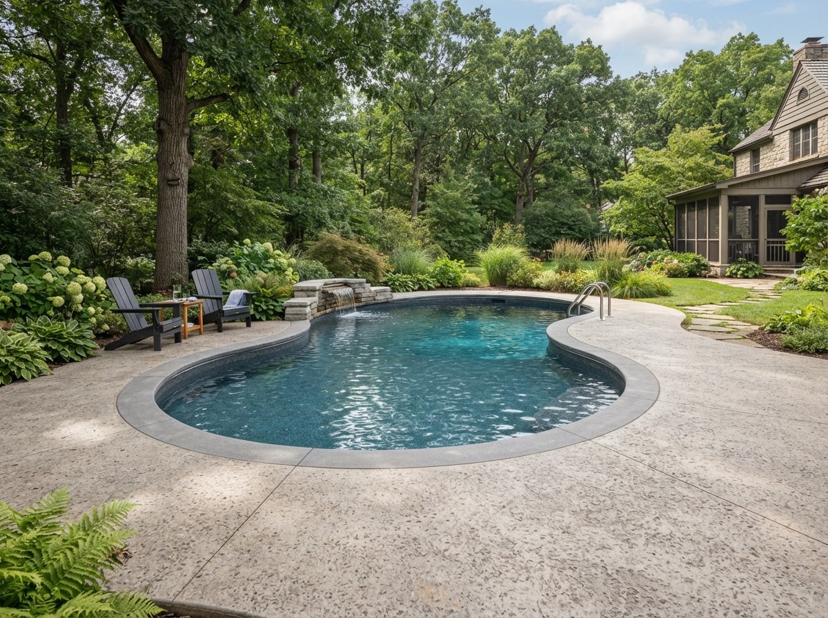 Residential concrete pool deck