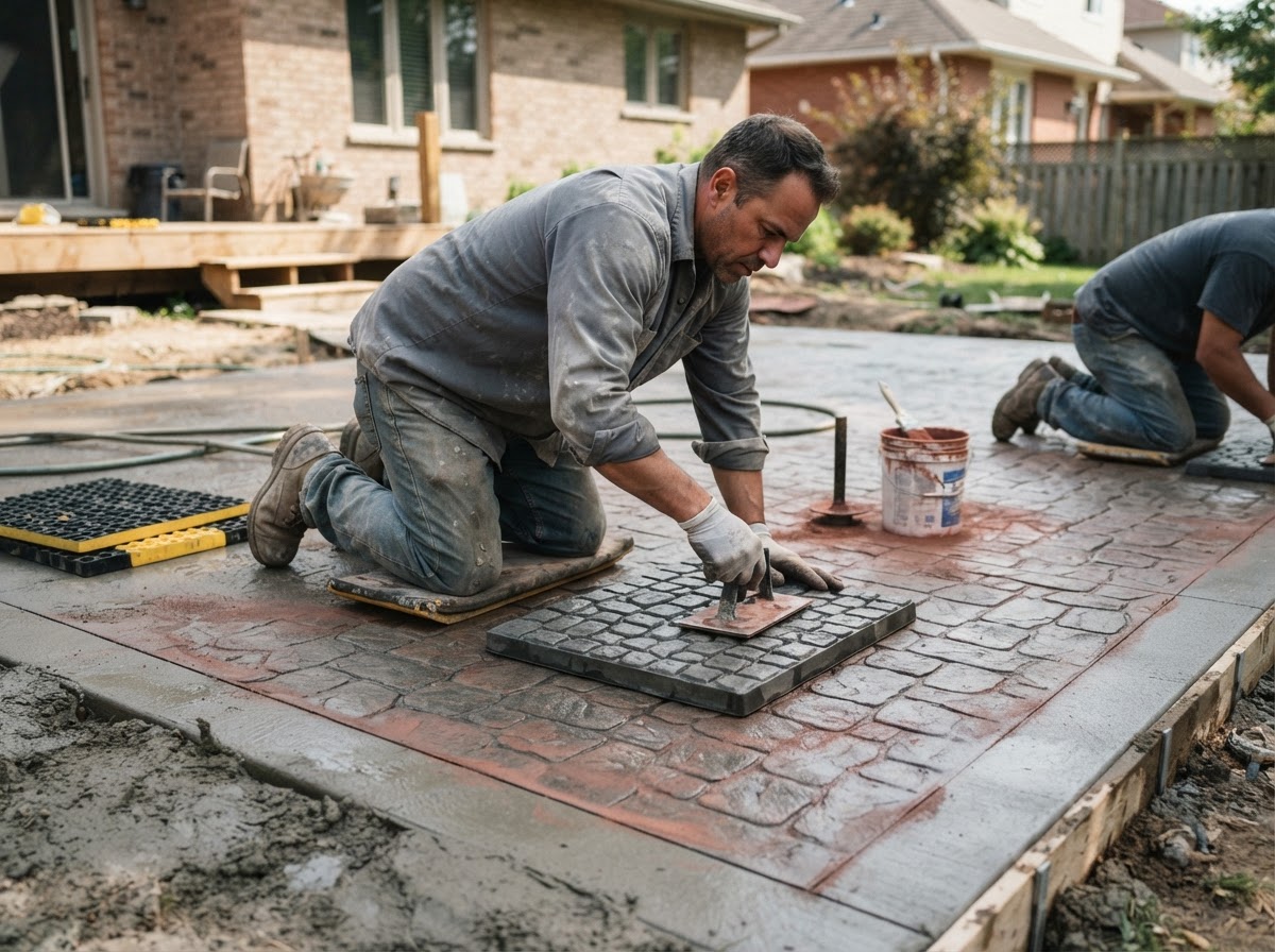 Professional stamped concrete texturing in St. John
