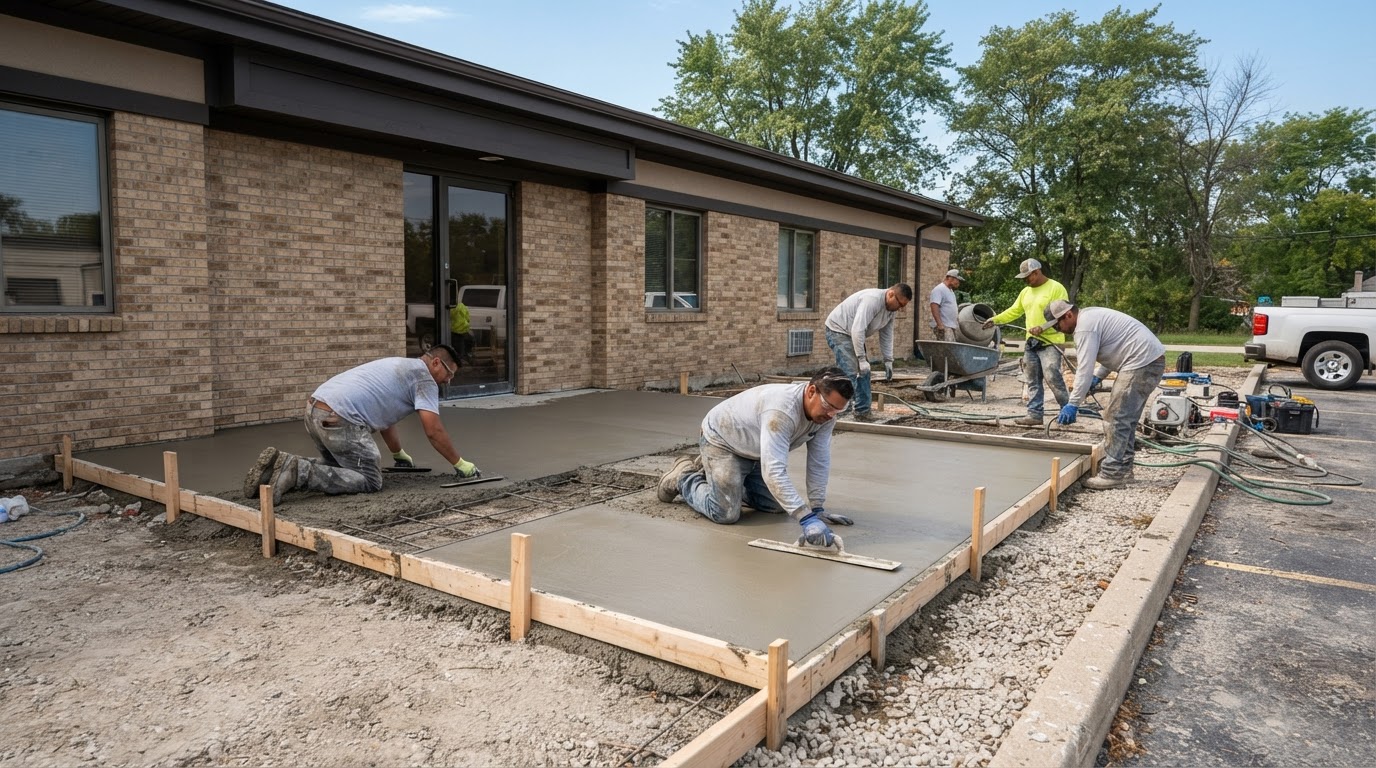 Commercial concrete flatwork installation in Northwest Indiana