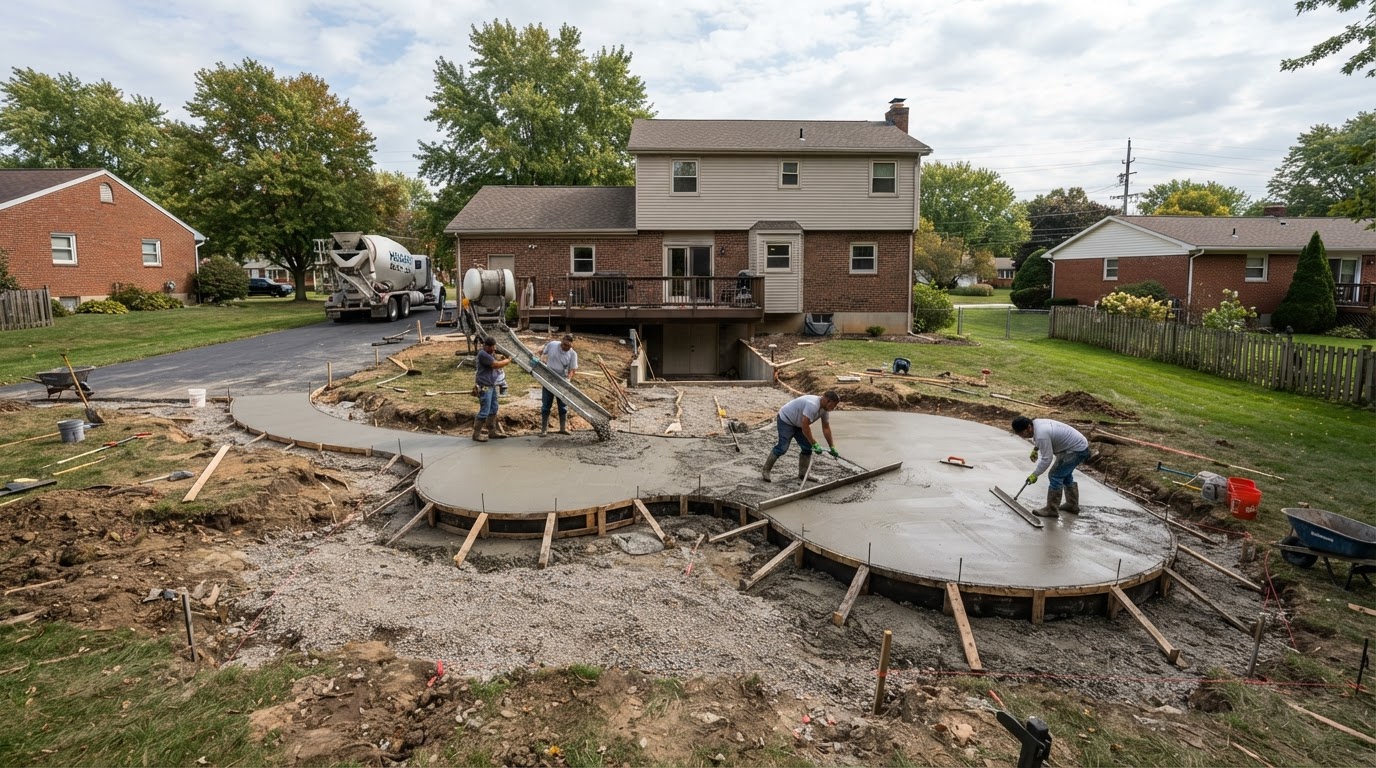 Concrete patio installation in a Hobart residential setting