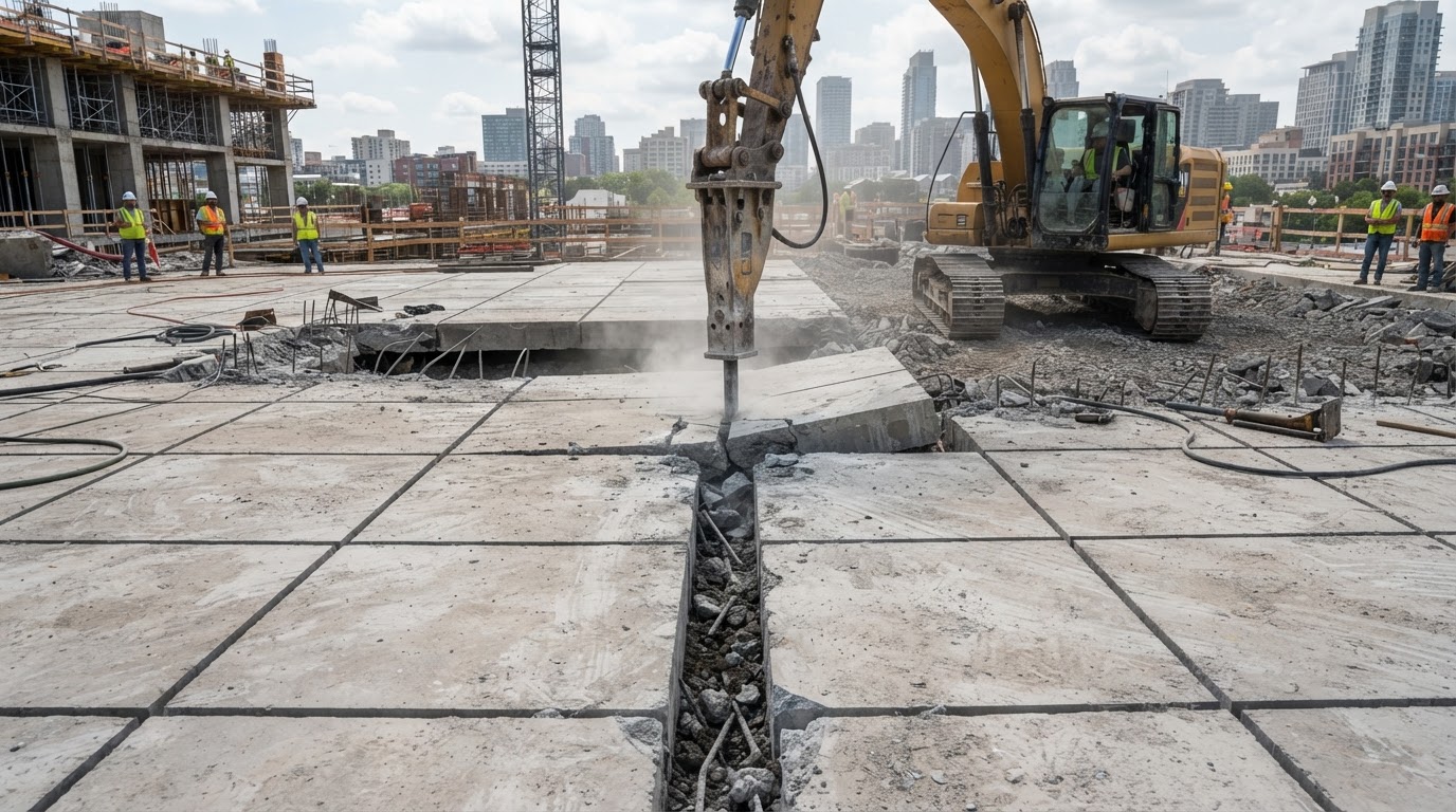 Saw-cut concrete demolition
