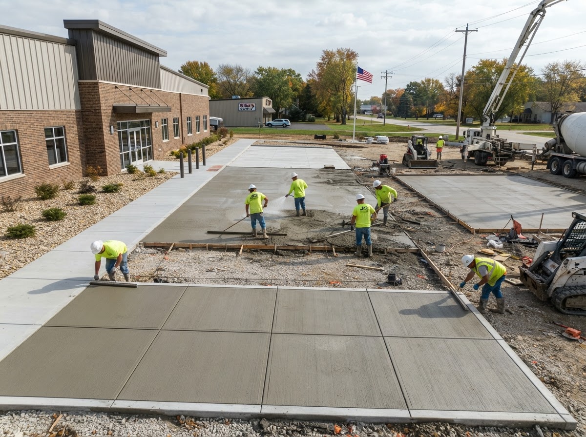 Commercial concrete flatwork installation in Northwest Indiana