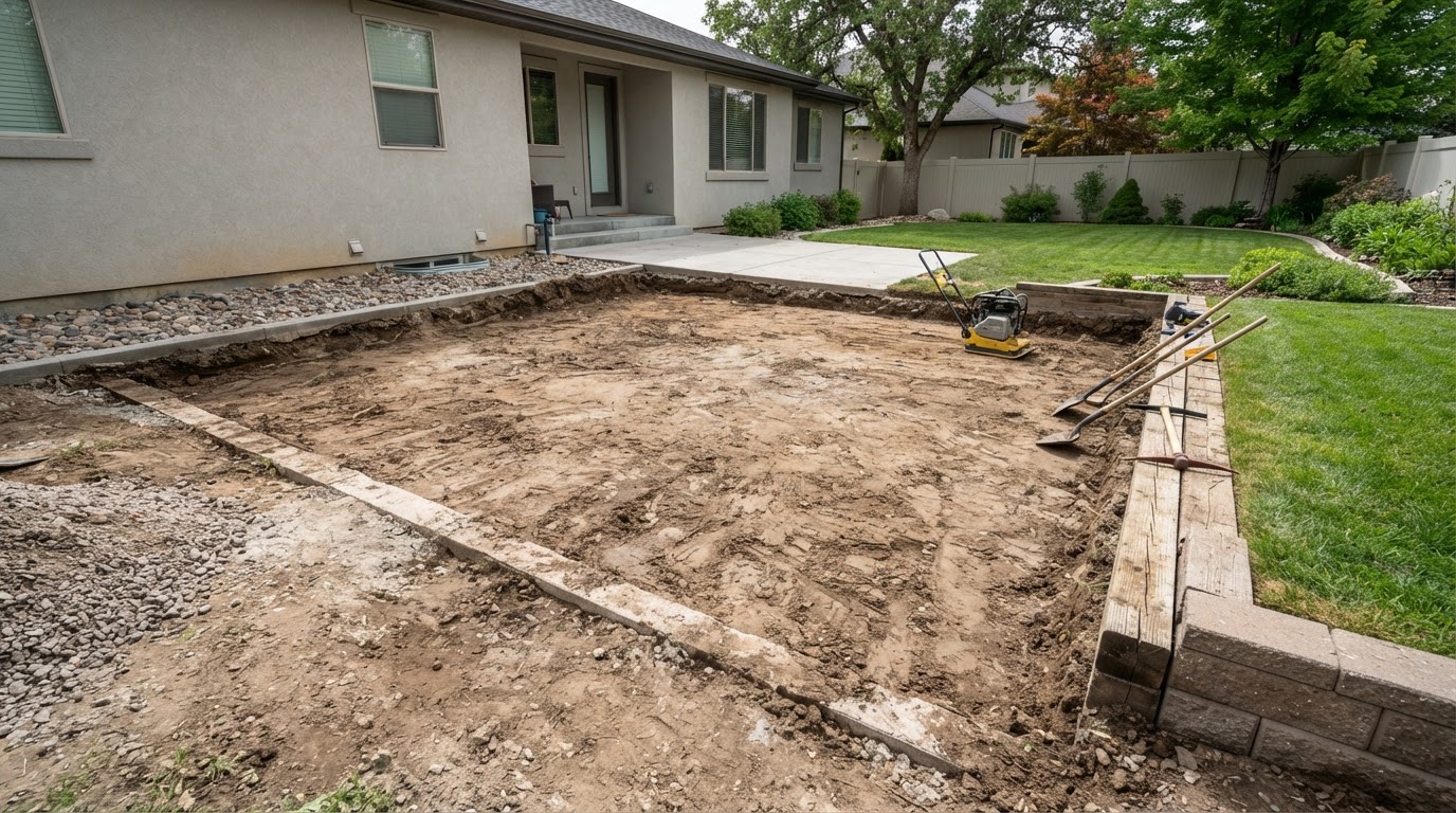 Concrete removal area prepared for replacement work