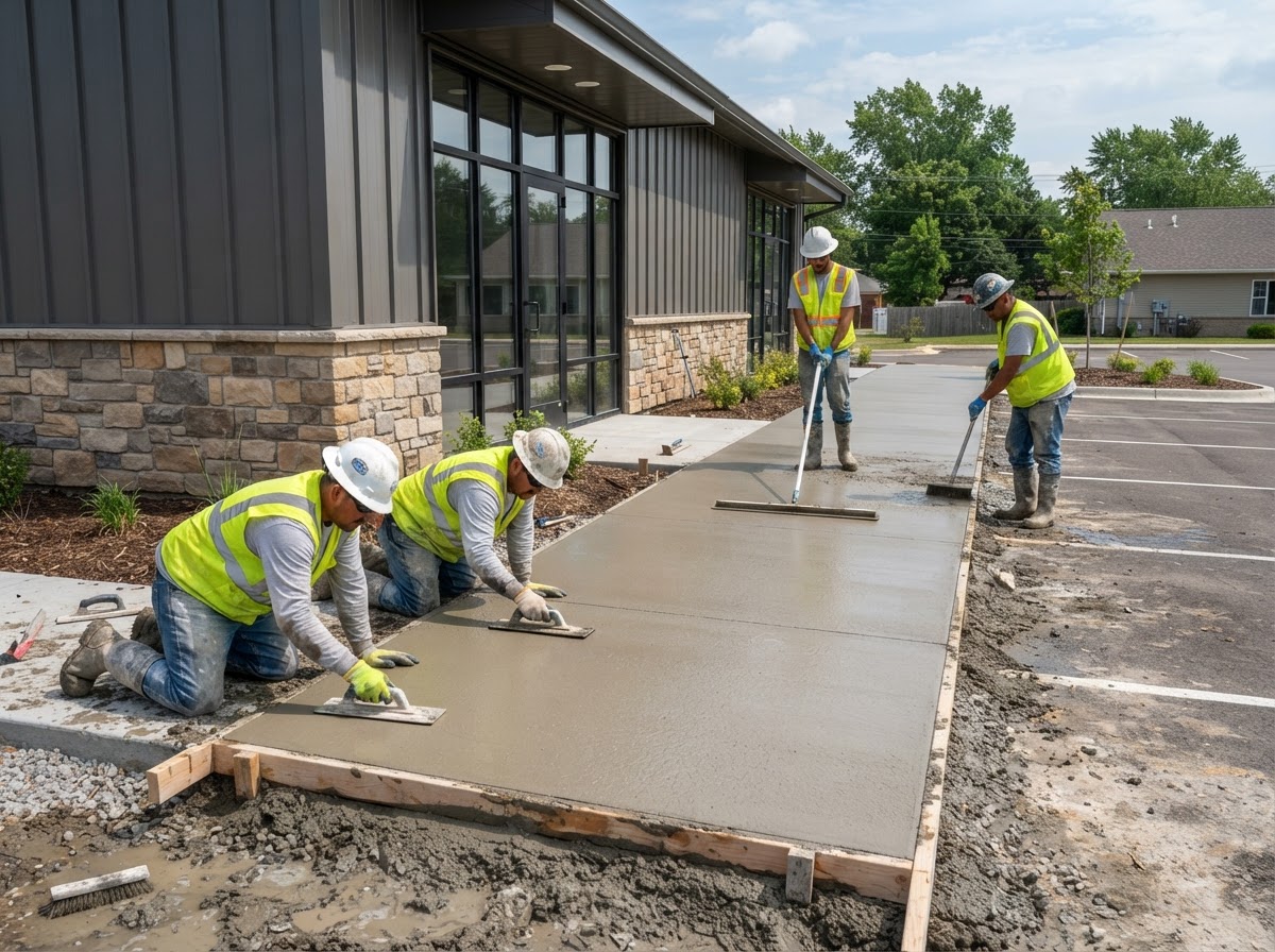 Commercial concrete flatwork finishing