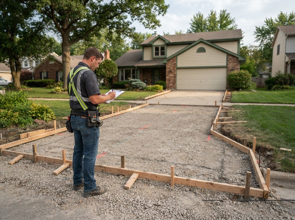 Concrete contractor reviewing a residential site before a pour