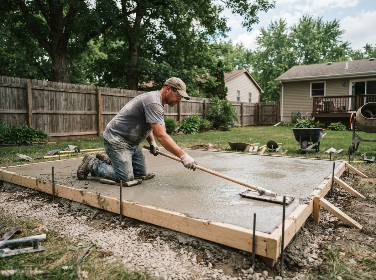 Concrete pad finishing for a residential structure