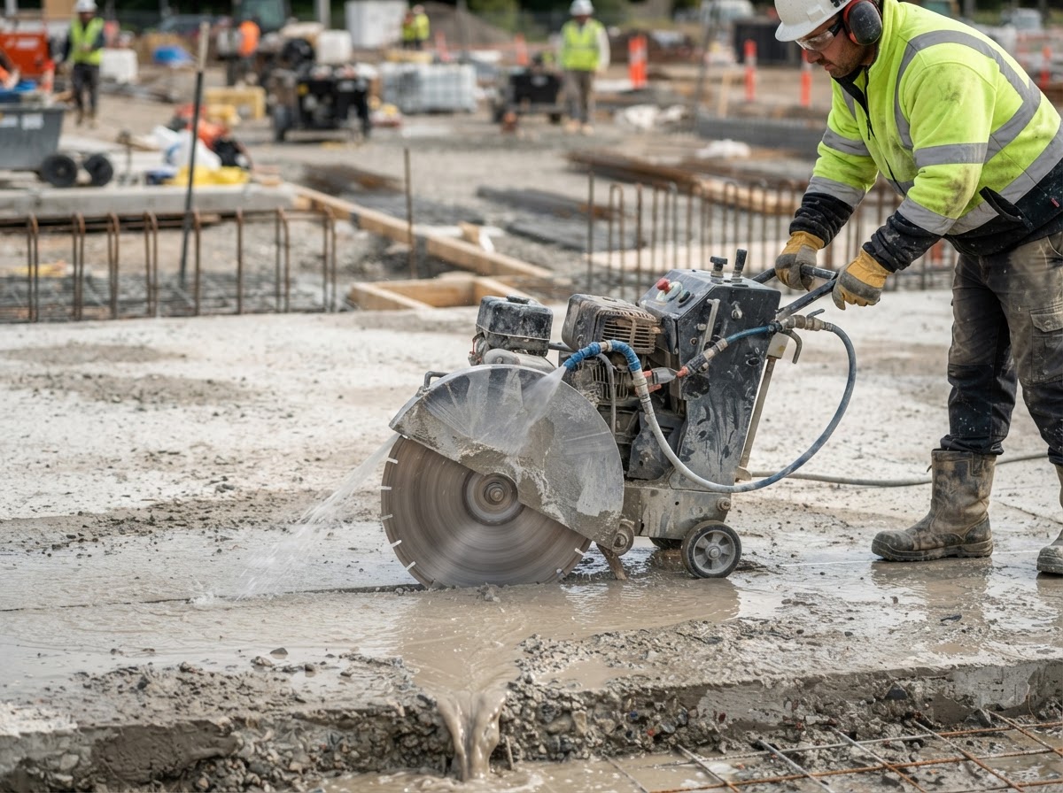 Commercial concrete saw cutting