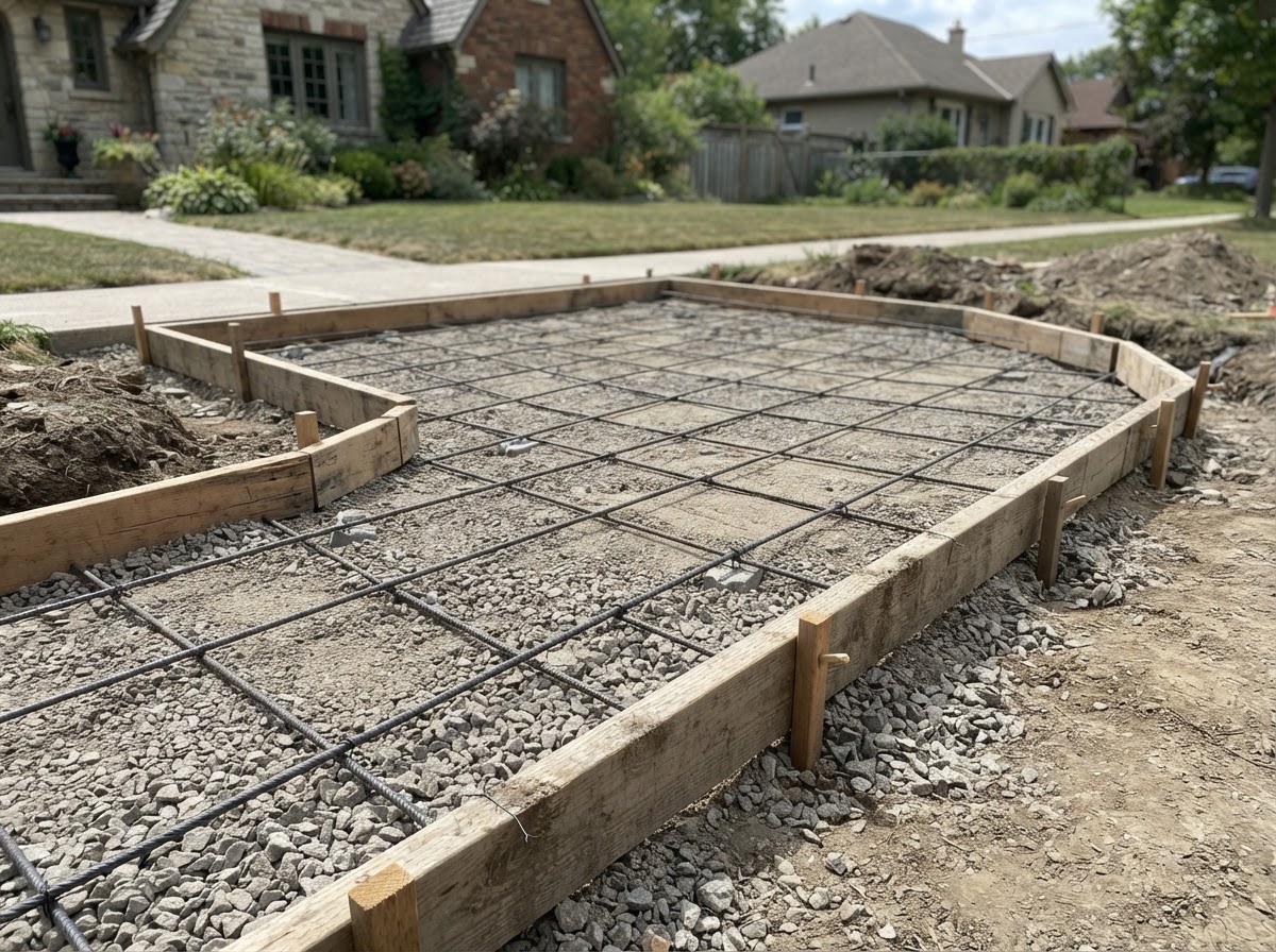 Concrete driveway base preparation in Skaneateles NY