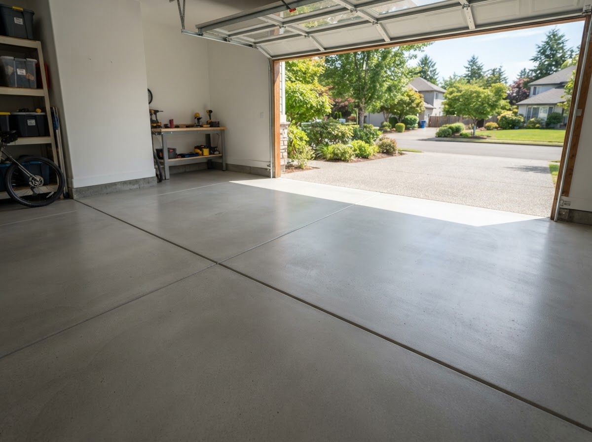 Finished concrete garage floor with control joints in Camillus NY