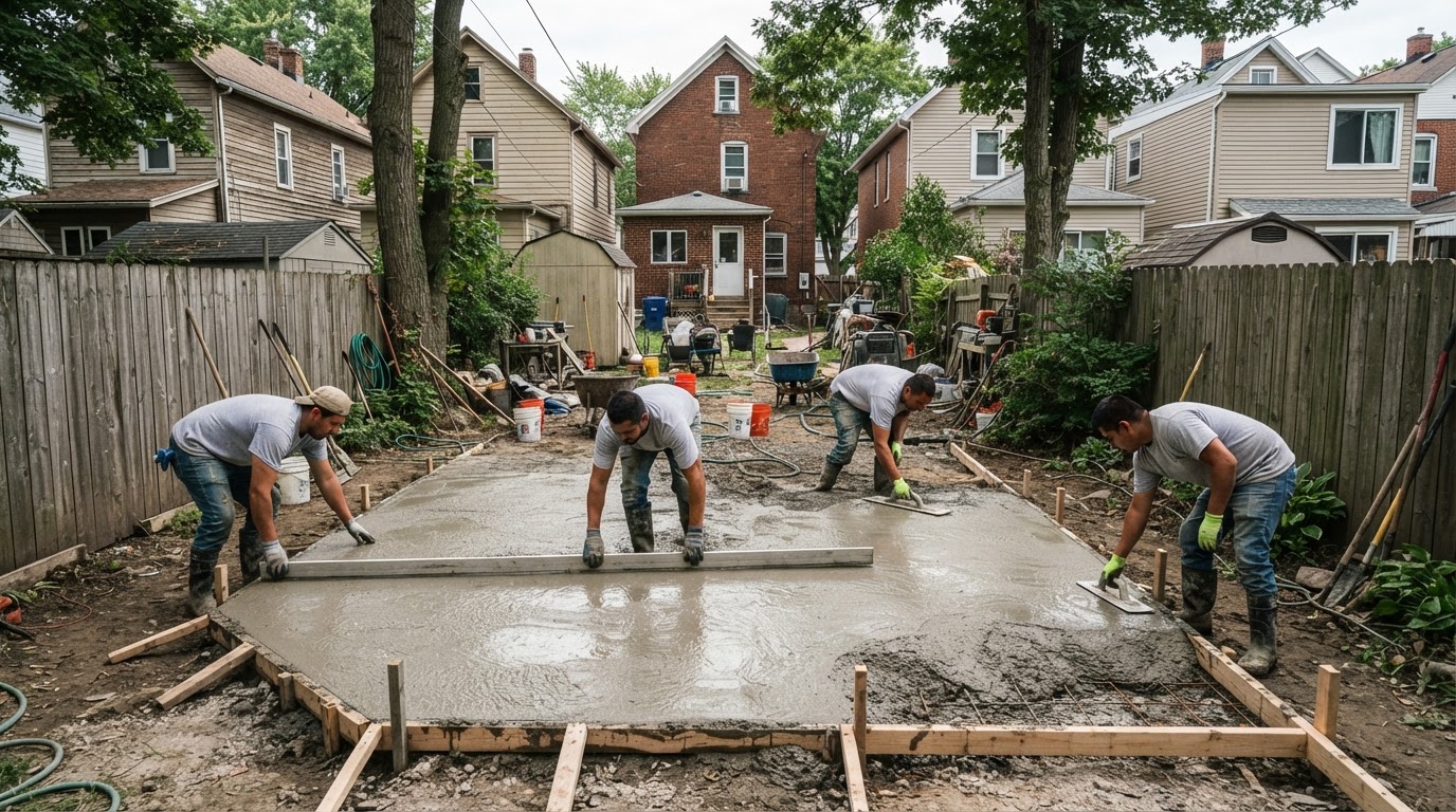 Concrete patio installation in Solvay NY
