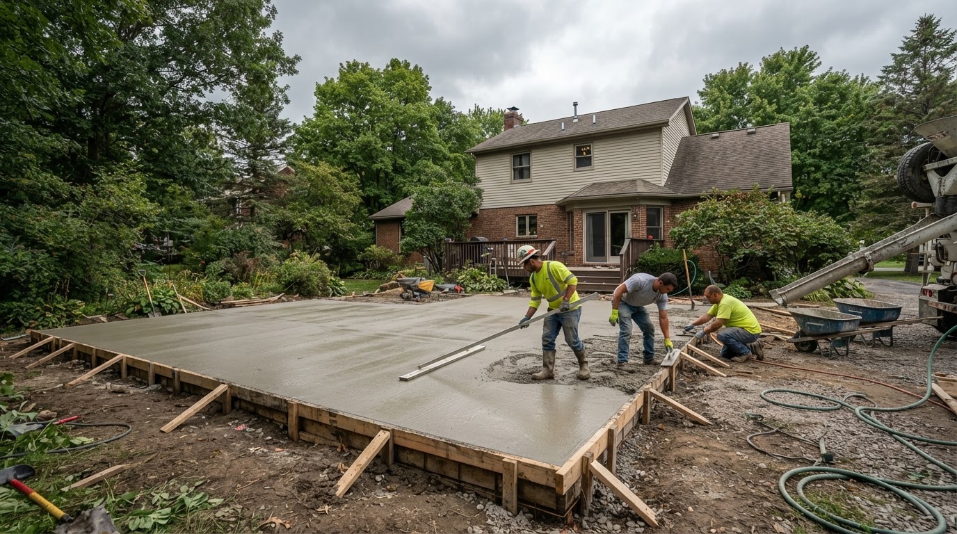 Concrete patio installation in Fairmount NY