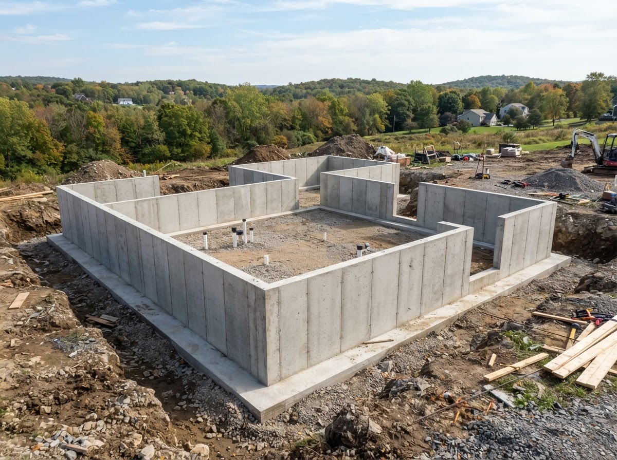 Completed concrete foundation construction in Camillus NY