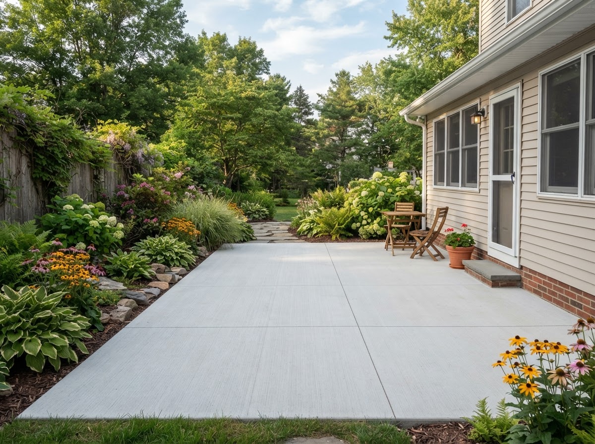 Broom-finished concrete patio surface in Camillus NY