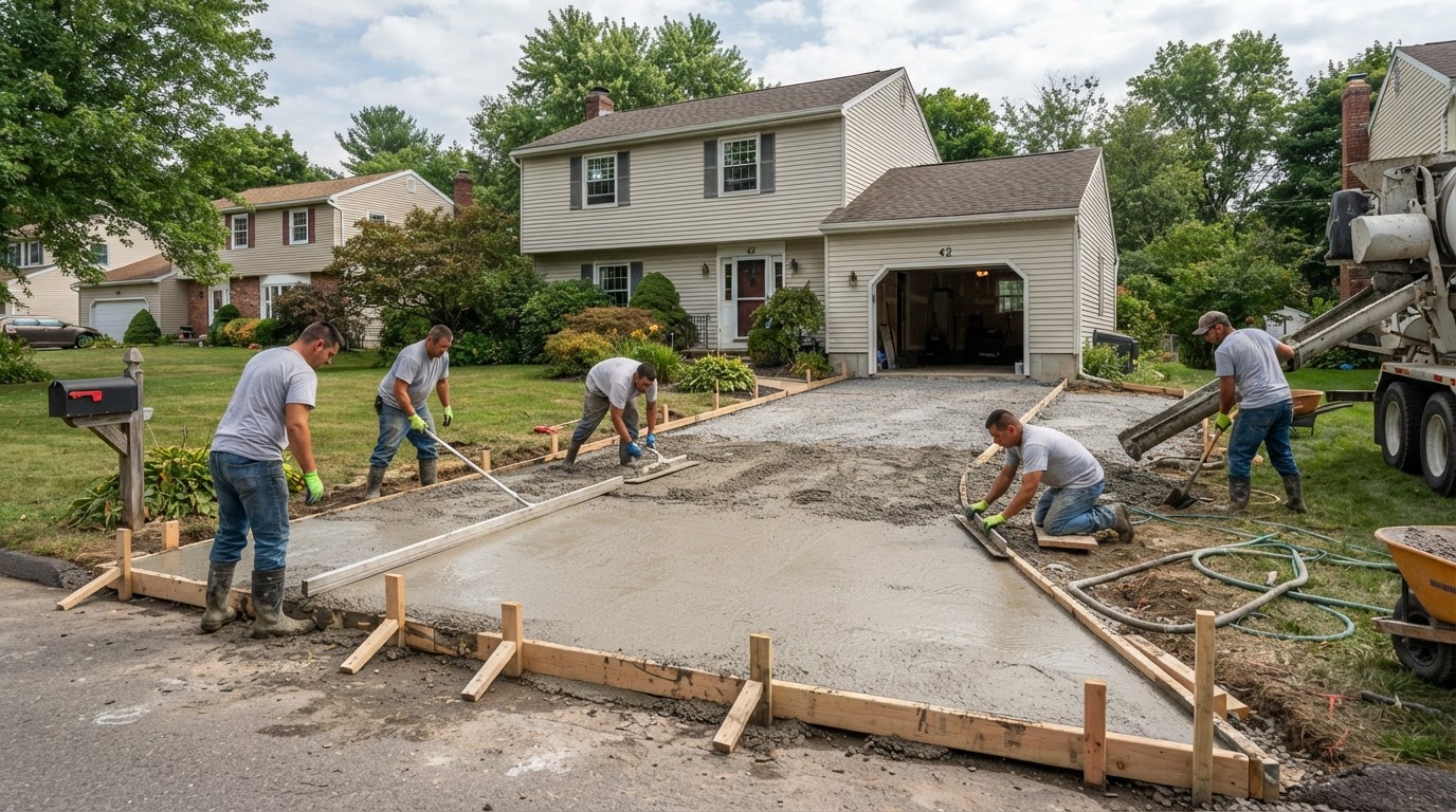 Concrete driveway installation contractor in Camillus NY