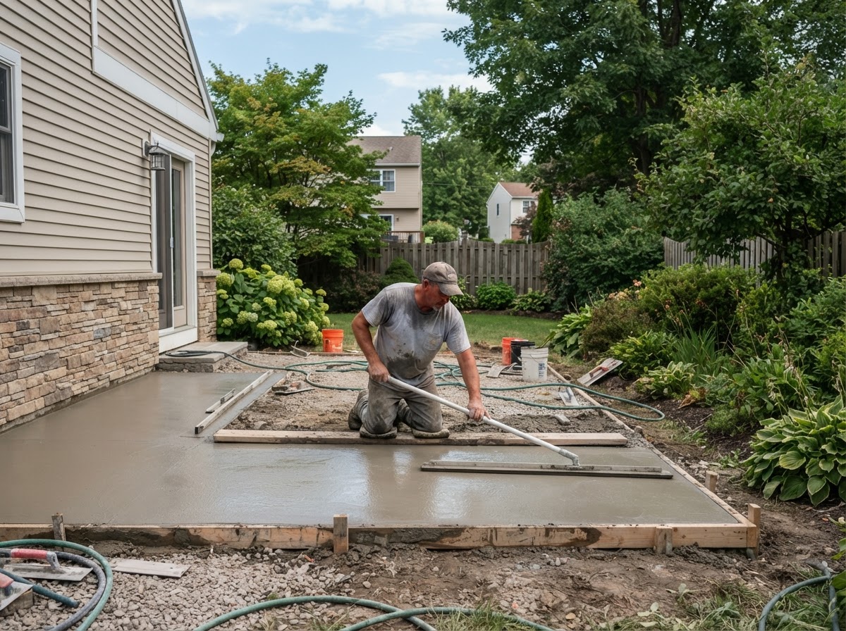 Concrete patio installation in Fairmount NY