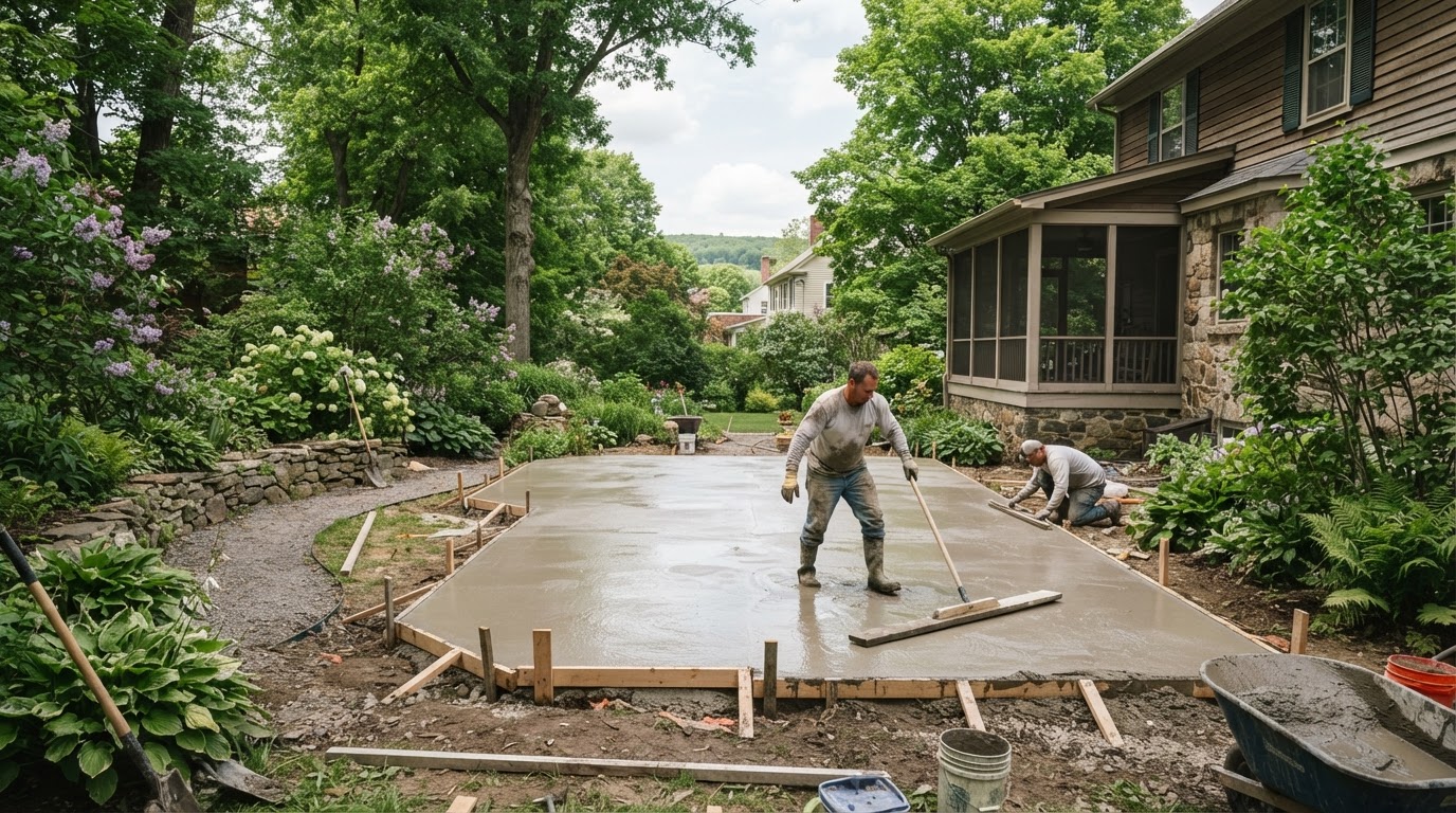 Concrete patio installation in Skaneateles NY