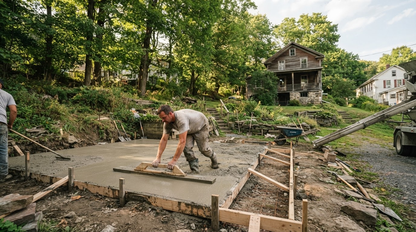 Concrete patio installation in Marcellus NY