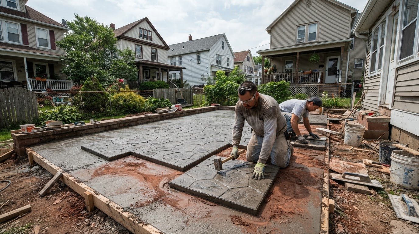Stamped concrete installation in Solvay NY