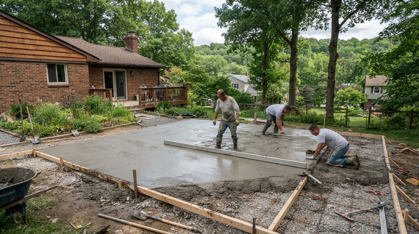 Concrete patio installation in Baldwinsville NY