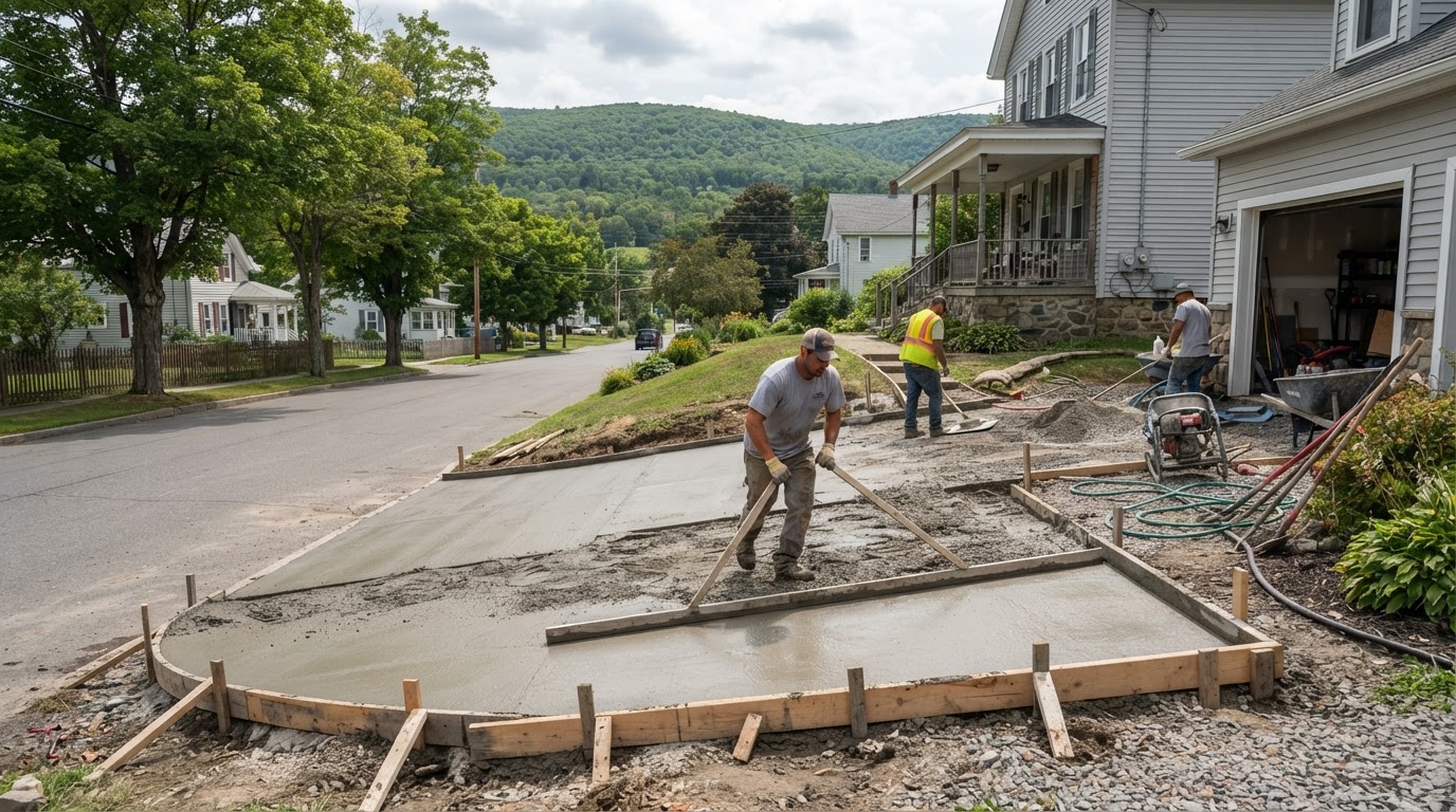 Concrete driveway installation in Marcellus NY