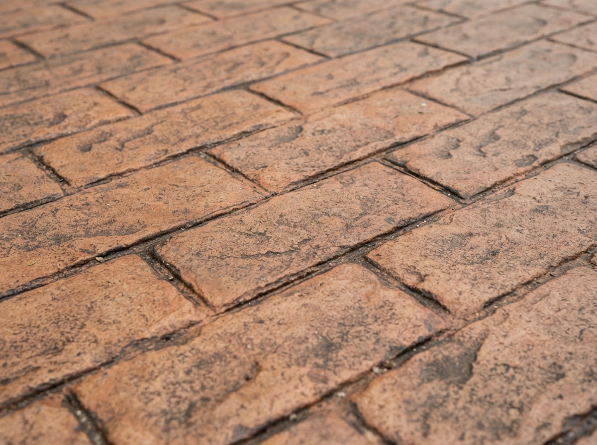 Stamped concrete surface with brick-pattern texture in Camillus NY