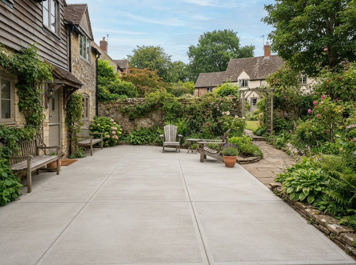 Finished concrete patio in Skaneateles NY