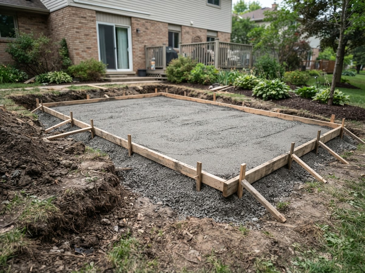 Concrete patio base preparation in Marcellus NY
