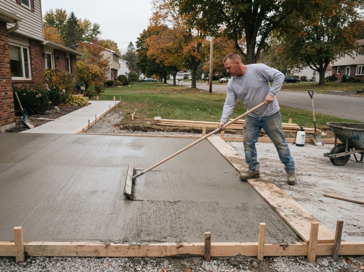 Concrete driveway installation in Camillus NY
