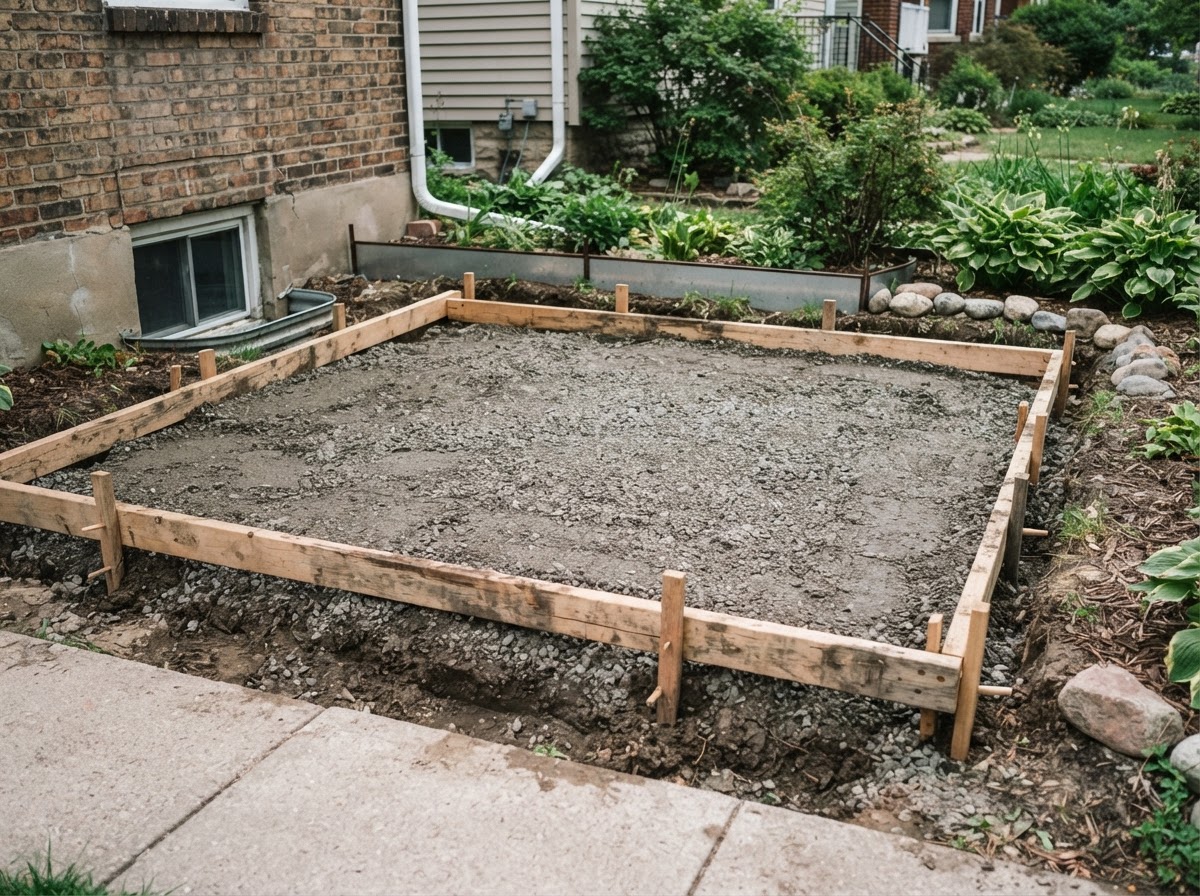 Concrete patio base preparation in Syracuse NY