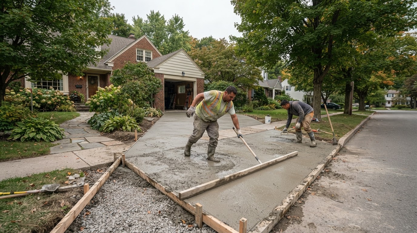 Concrete driveway installation in Fairmount NY