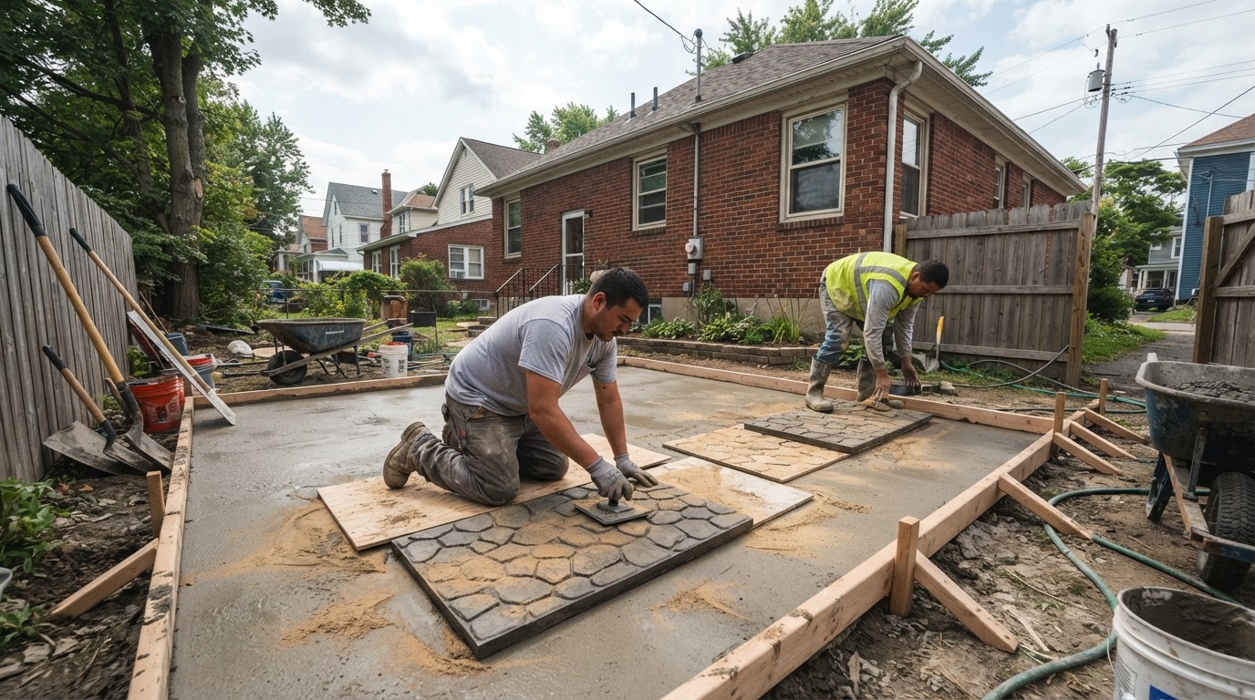 Stamped concrete installation in Syracuse NY
